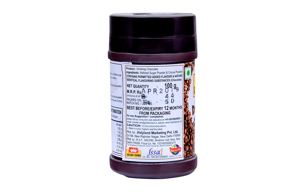 Golden Crown Drinking Chocolate    Plastic Jar  100 grams